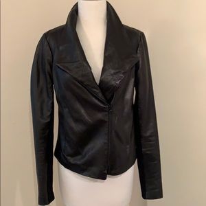 Vince genuine leather black scuba jacket